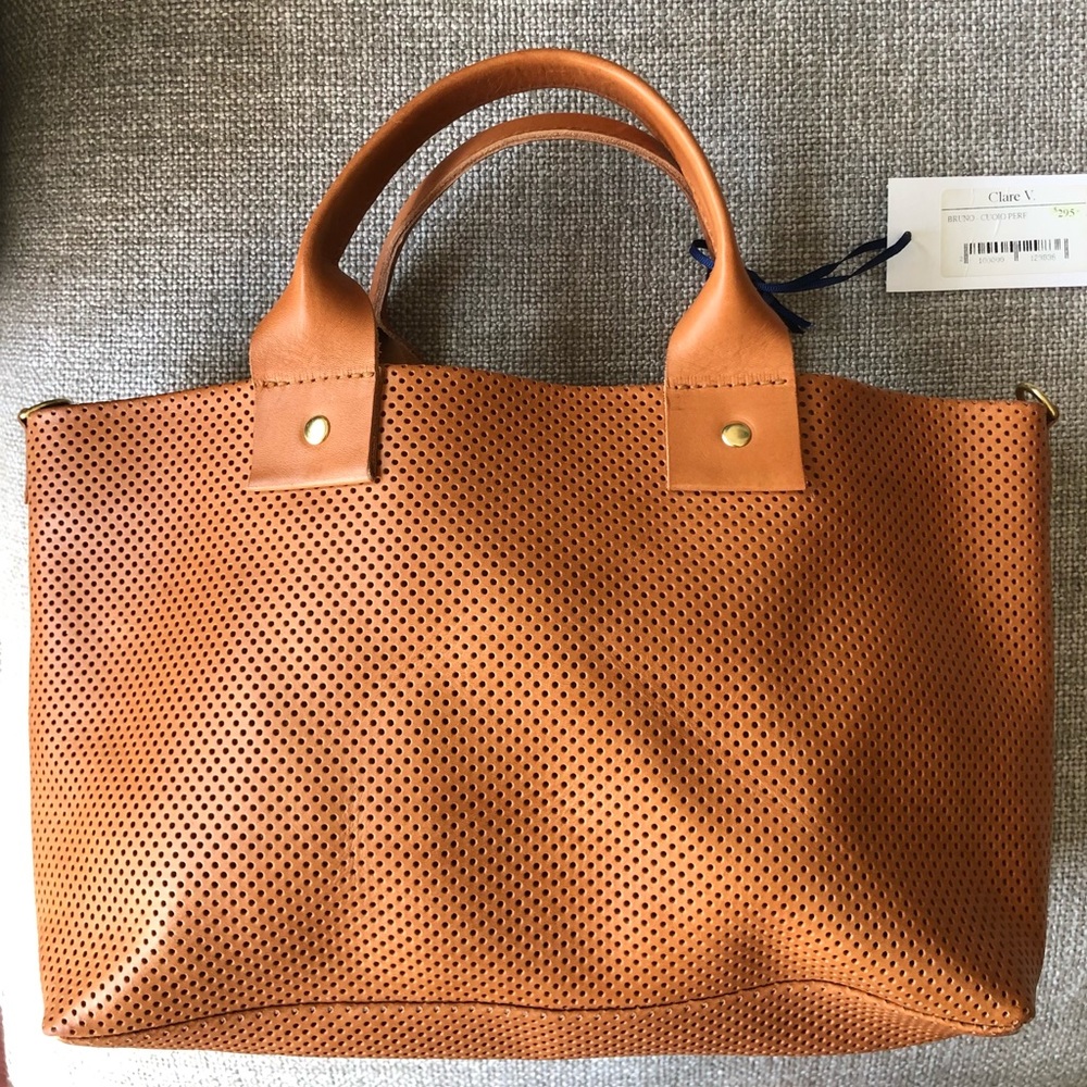 Clare V. Perforated Bruno Leather Bag - NWT